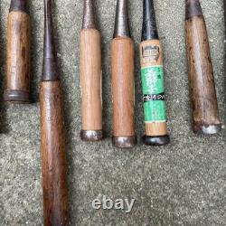 Chisel Nomi set of 10 Japanese Vintage Woodworking Tool Japan Lot #104