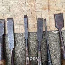 Chisel Nomi set of 10 Japanese Vintage Woodworking Tool Japan Lot #104