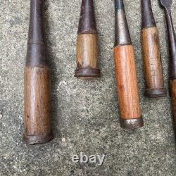 Chisel Nomi set of 10 Japanese Vintage Woodworking Tool Japan Lot #104