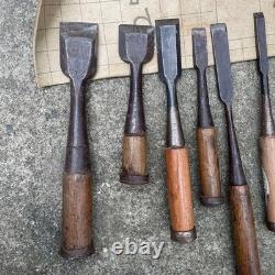 Chisel Nomi set of 10 Japanese Vintage Woodworking Tool Japan Lot #104
