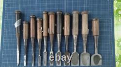 Chisel Nomi set of 11 3mm-42mm Japanese Vintage Woodworking Tool Japan #002