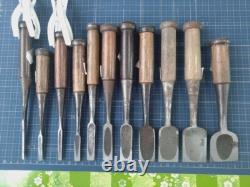 Chisel Nomi set of 11 3mm-42mm Japanese Vintage Woodworking Tool Japan #002