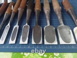 Chisel Nomi set of 11 3mm-42mm Japanese Vintage Woodworking Tool Japan #002