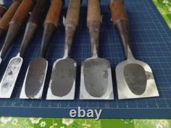 Chisel Nomi set of 11 3mm-42mm Japanese Vintage Woodworking Tool Japan #002