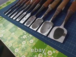 Chisel Nomi set of 11 3mm-42mm Japanese Vintage Woodworking Tool Japan #002