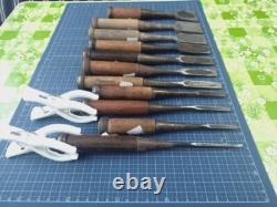 Chisel Nomi set of 11 3mm-42mm Japanese Vintage Woodworking Tool Japan #002