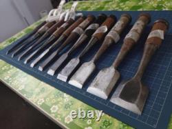 Chisel Nomi set of 11 3mm-42mm Japanese Vintage Woodworking Tool Japan #002