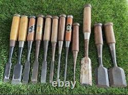 Chisel Nomi set of 12 Japanese Vintage Woodworking Carpenter Hand Tool A070