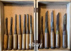 Chisel Nomi set of 12 Japanese Vintage Woodworking Tool Japan Lot Thin