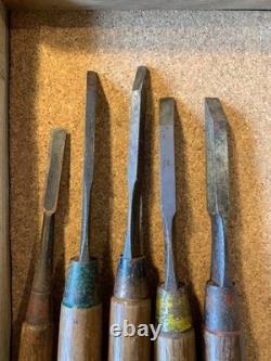 Chisel Nomi set of 12 Japanese Vintage Woodworking Tool Japan Lot Thin