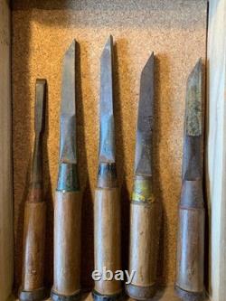 Chisel Nomi set of 12 Japanese Vintage Woodworking Tool Japan Lot Thin