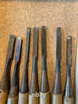 Chisel Nomi set of 12 Japanese Vintage Woodworking Tool Japan Lot Thin