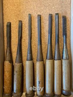 Chisel Nomi set of 12 Japanese Vintage Woodworking Tool Japan Lot Thin