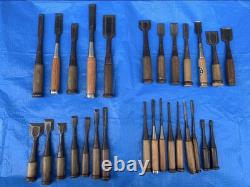 Chisel Nomi set of 29 Lot Bulk Japanese Vintage Woodworking Tool Japan