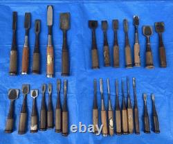 Chisel Nomi set of 29 Lot Bulk Japanese Vintage Woodworking Tool Japan