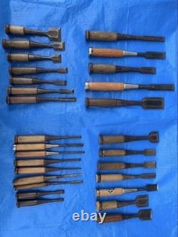 Chisel Nomi set of 29 Lot Bulk Japanese Vintage Woodworking Tool Japan
