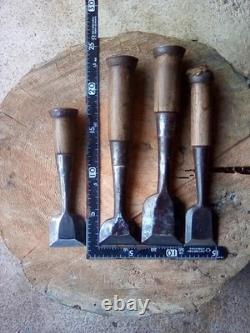 Chisel Set 4pc Used Woodworking Tools Vintage Hand Chisels Assorted