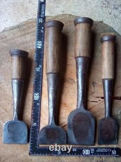 Chisel Set 4pc Used Woodworking Tools Vintage Hand Chisels Assorted