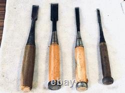 Chisel Set 4pc Woodworking Hand Tools for Carpentry Used Vintage Quality