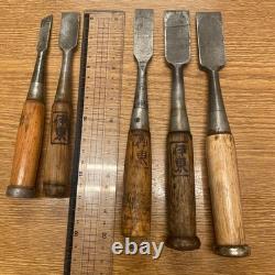 Chisel Set 5pc Carpentry Tools Hand Chisels Vintage Used Condition Kit