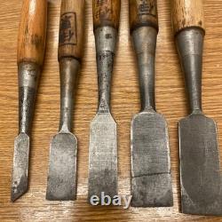 Chisel Set 5pc Carpentry Tools Hand Chisels Vintage Used Condition Kit