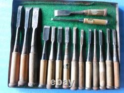 Chisels 15 Piece Set Woodworking Hand Tools Carbon Steel Used Value Set