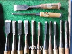 Chisels 15 Piece Set Woodworking Hand Tools Carbon Steel Used Value Set