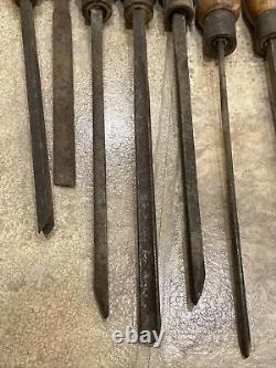 Collection of 20 Antique Woodworking Chisels Buck Bros. + Hammacher Schlemmer