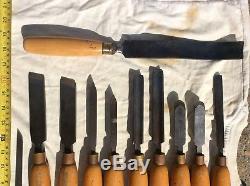 Collection of Robert Sorby woodturning chisels X 10 and other tools, Marples Etc