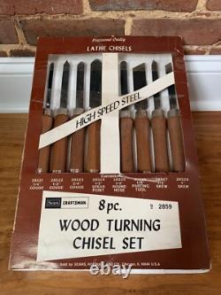 Craftsman 2859 USA 8 Piece Wood Working Turning Set Chisels Lathe Original Tools