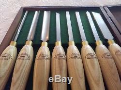 Crown Tools M2 HSS Wood Lathe 8 piece Wood Turning Set Chisel Gouge Skew