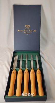 Crown Tools Steel Wood Hand Turning Tool Set Sheffield England 5 PC Boxed