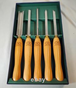 Crown Tools Steel Wood Hand Turning Tool Set Sheffield England 5 PC Boxed