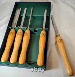 Crown Tools Steel Wood Hand Turning Tool Set Sheffield England 5 PC Boxed