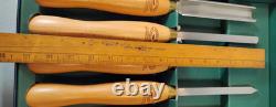 Crown Tools Steel Wood Hand Turning Tool Set Sheffield England 5 PC Boxed