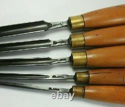D Lot of 5 Vtg I. SORBY SHEFFIELD WOODWORKERS GOUGES Lathe Turning Chisel Tools