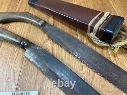 DAMAGED Japanese vintage Carpentry Tool NATA SAW RARE SHAPE Woodworking CA220