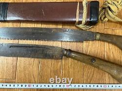 DAMAGED Japanese vintage Carpentry Tool NATA SAW RARE SHAPE Woodworking CA220