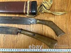 DAMAGED Japanese vintage Carpentry Tool NATA SAW RARE SHAPE Woodworking CA220