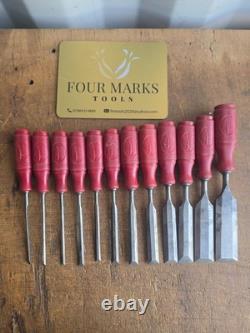E A Berg 1031 Bevel Edge Chisel Eskilstuna Graduated Set of 12 Woodworking Tools