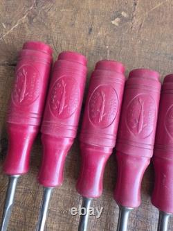 E A Berg 1031 Bevel Edge Chisel Eskilstuna Graduated Set of 12 Woodworking Tools