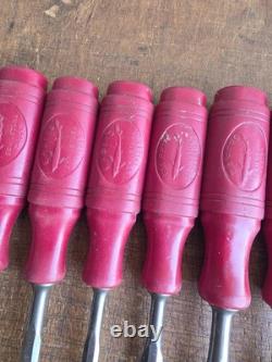 E A Berg 1031 Bevel Edge Chisel Eskilstuna Graduated Set of 12 Woodworking Tools