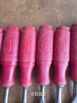 E A Berg 1031 Bevel Edge Chisel Eskilstuna Graduated Set of 12 Woodworking Tools