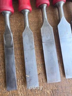 E A Berg 1031 Bevel Edge Chisel Eskilstuna Graduated Set of 12 Woodworking Tools