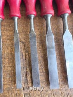 E A Berg 1031 Bevel Edge Chisel Eskilstuna Graduated Set of 12 Woodworking Tools