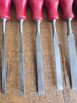 E A Berg 1031 Bevel Edge Chisel Eskilstuna Graduated Set of 12 Woodworking Tools