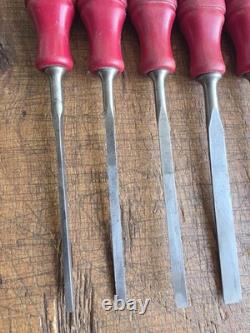 E A Berg 1031 Bevel Edge Chisel Eskilstuna Graduated Set of 12 Woodworking Tools