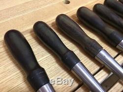 EBONY HANDLE JAMES SWAN FIRMER SET! Woodworking Chisels Cast Steel Antique