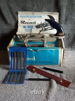 Excellent Complete VTG Record 044C Plough Plane VGC 10 Cutters Box Instructions