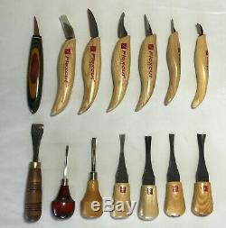 Flexcut Carving Tools Palm & Knife Chisels Woodworking Knives Mixed Lot 14 Piece